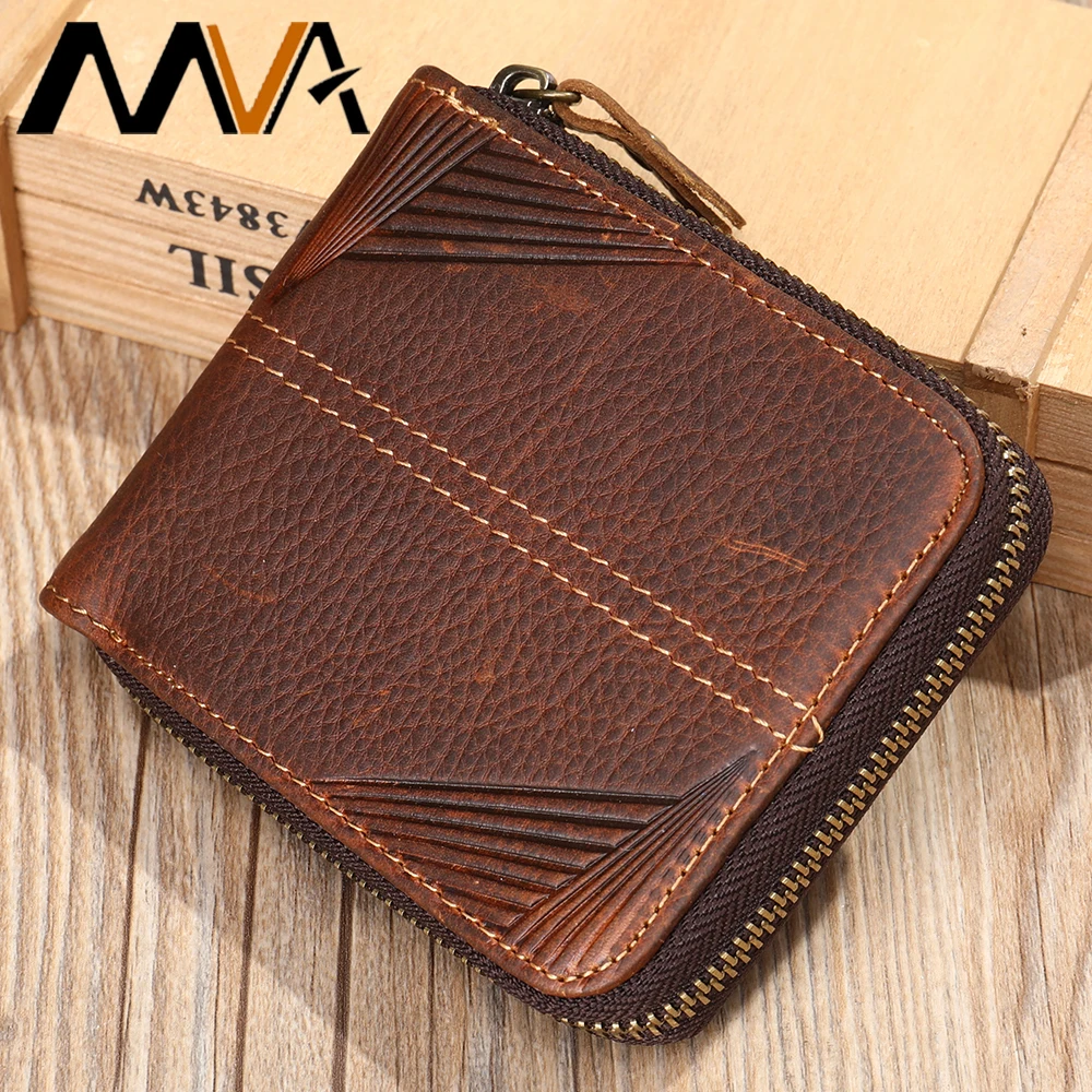 MVA Wallet for Men-Genuine Leather RFID Blocking Bifold Stylish Wallet With 2 ID Window Card Pocket Men Slim Wallets Zipper 1016
MVA Wallet for Men-Genuine Leather RFID Blocking Bifold Stylish Wallet With 2 ID Window Card Pocket Men Slim Wallets Zipper 1016