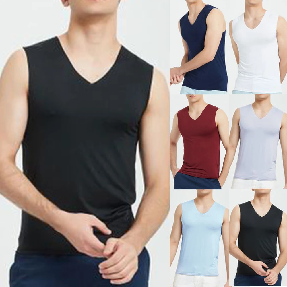 Men Vest Seamless V-neck Solid Color Base Shirt Inner Wear Slim Fit Sleeveless Polyester Fiber Solid Color Vest
Men Vest Seamless V-neck Solid Color Base Shirt Inner Wear Slim Fit Sleeveless Polyester Fiber Solid Color Vest