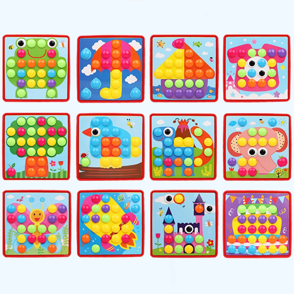 Mushroom Nail Puzzle Educational Didactical intelligent Games DIY Plastic Flashboard Children Toy | Игрушки и хобби
