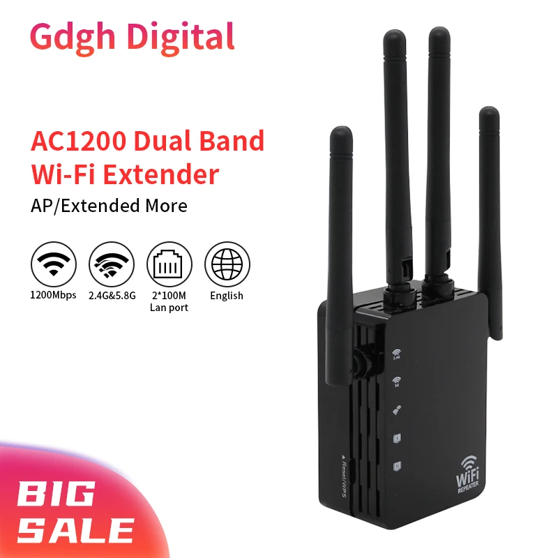 2.4G/5.8G Wifi Amplifier Wifi Repeater 1200Mbps Wifi Router Long Range Extender Home Wifi Signal Booster With 1*100M Lan Port
2.4G/5.8G Wifi Amplifier Wifi Repeater 1200Mbps Wifi Router Long Range Extender Home Wifi Signal Booster With 1*100M Lan Port