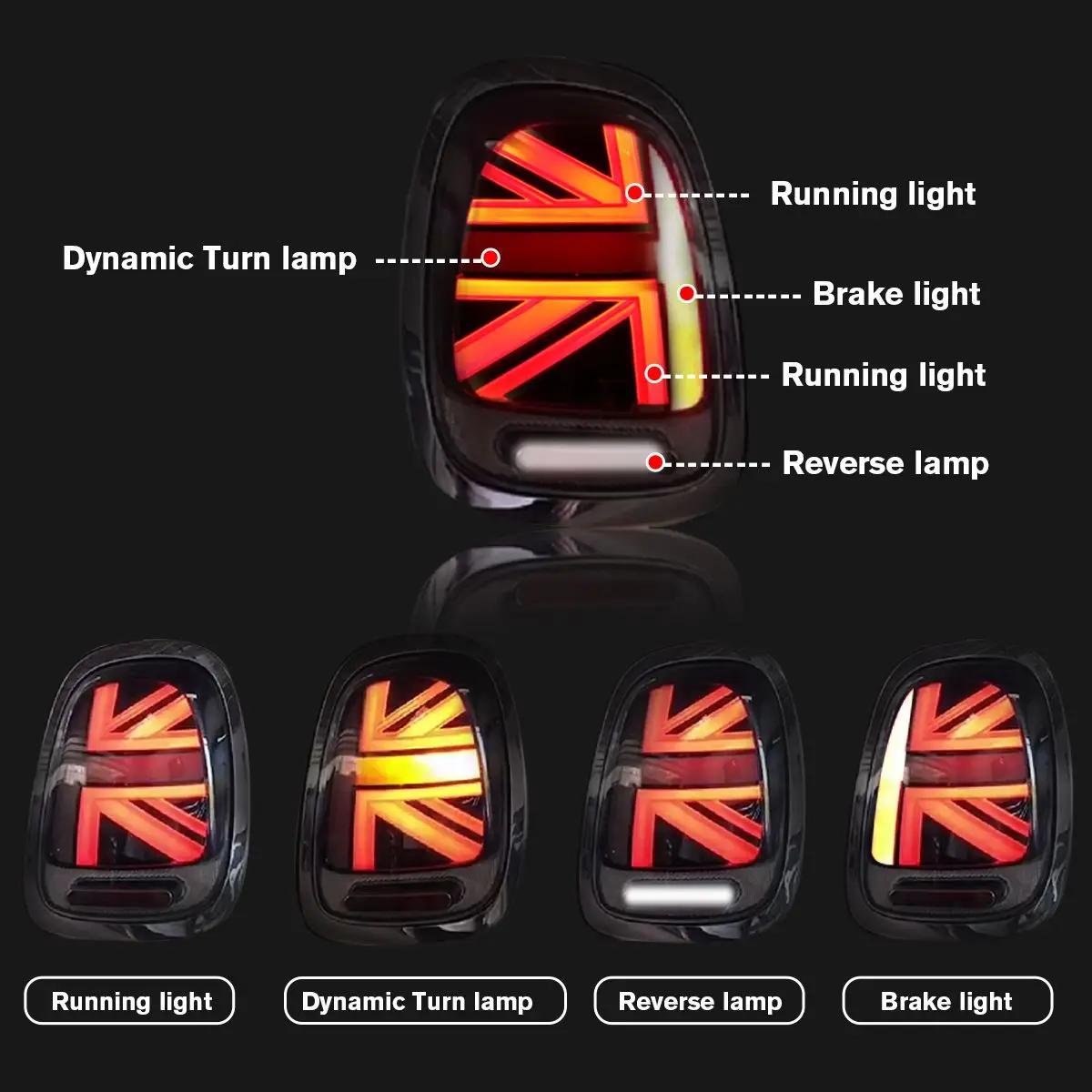 Car LED Rear Tail Light Brake Lamps Pair For Mini Cooper F55 F56 F57 2014-up Light DRL+Turn Signal+Brake+Reverse LED lights
Car LED Rear Tail Light Brake Lamps Pair For Mini Cooper F55 F56 F57 2014-up Light DRL+Turn Signal+Brake+Reverse LED lights