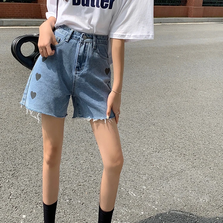 SML women's denim short high waist female casual summer ladies Love print shorts jeans for womens (F9046) 
SML women's denim short high waist female casual summer ladies Love print shorts jeans for womens (F9046)