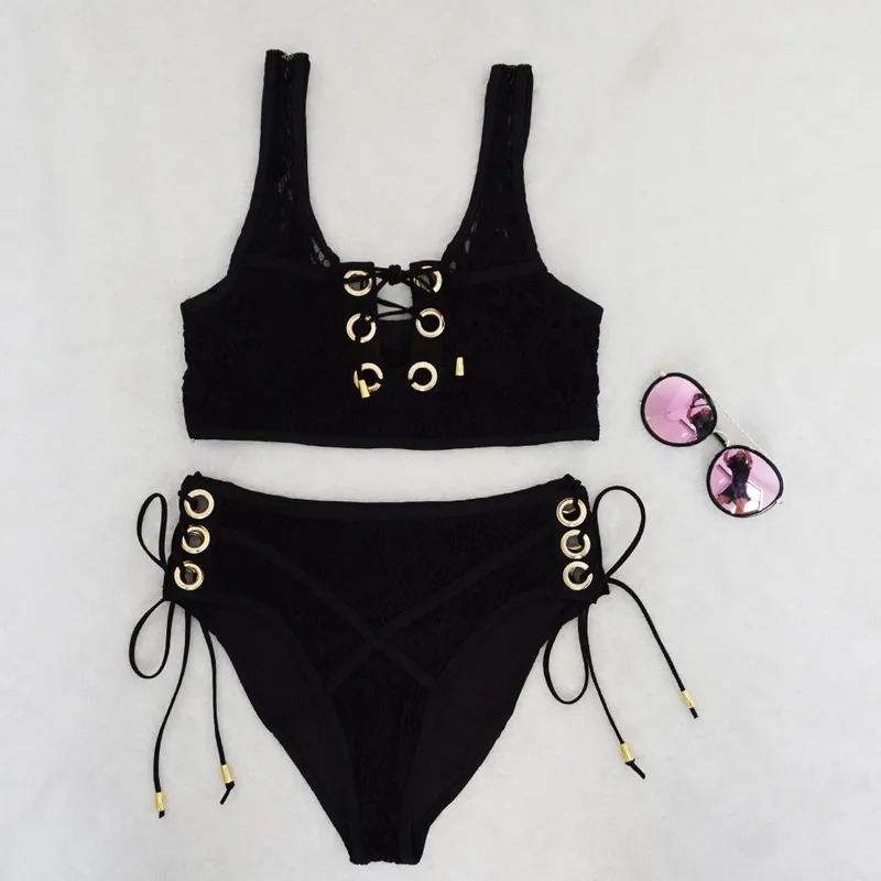 Female Black White Lace Bandage High Waist Swimsuit Bikini Set Women Sexy Solid Push Up Swimwear Banting Suit Swim
Female Black White Lace Bandage High Waist Swimsuit Bikini Set Women Sexy Solid Push Up Swimwear Banting Suit Swim