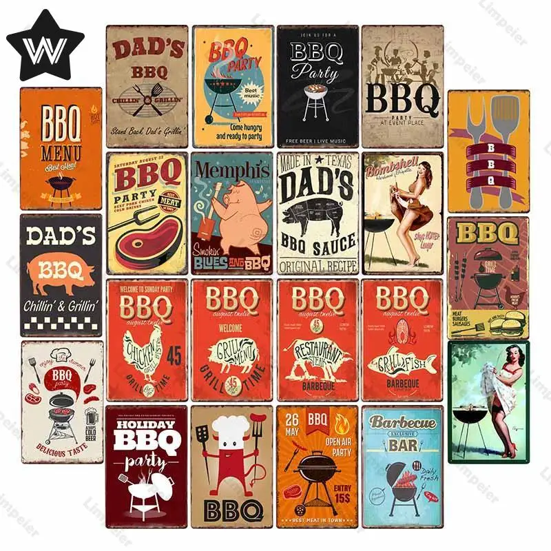 Vintage Bbq Metal Tin Sign Retro Style Tin Plaque Metal Poster Barbecue Wall Sticker Metal Sign Shabby Tin Plaque for Club Decor
Vintage Bbq Metal Tin Sign Retro Style Tin Plaque Metal Poster Barbecue Wall Sticker Metal Sign Shabby Tin Plaque for Club Decor