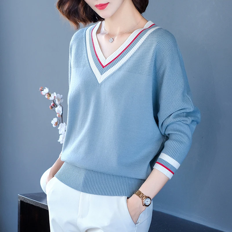 Loose Bat sleeve Pullovers sweater Female 2020 V-neck Sweater Women Tops autumn Ladies winter Korean knitted Jumper Pull Femme
Loose Bat sleeve Pullovers sweater Female 2020 V-neck Sweater Women Tops autumn Ladies winter Korean knitted Jumper Pull Femme