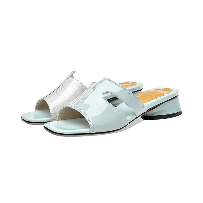 Women's shoes new leather women's shoes round head thick heel low heel shoes match color open toe fashion cool slippers
Women's shoes new leather women's shoes round head thick heel low heel shoes match color open toe fashion cool slippers