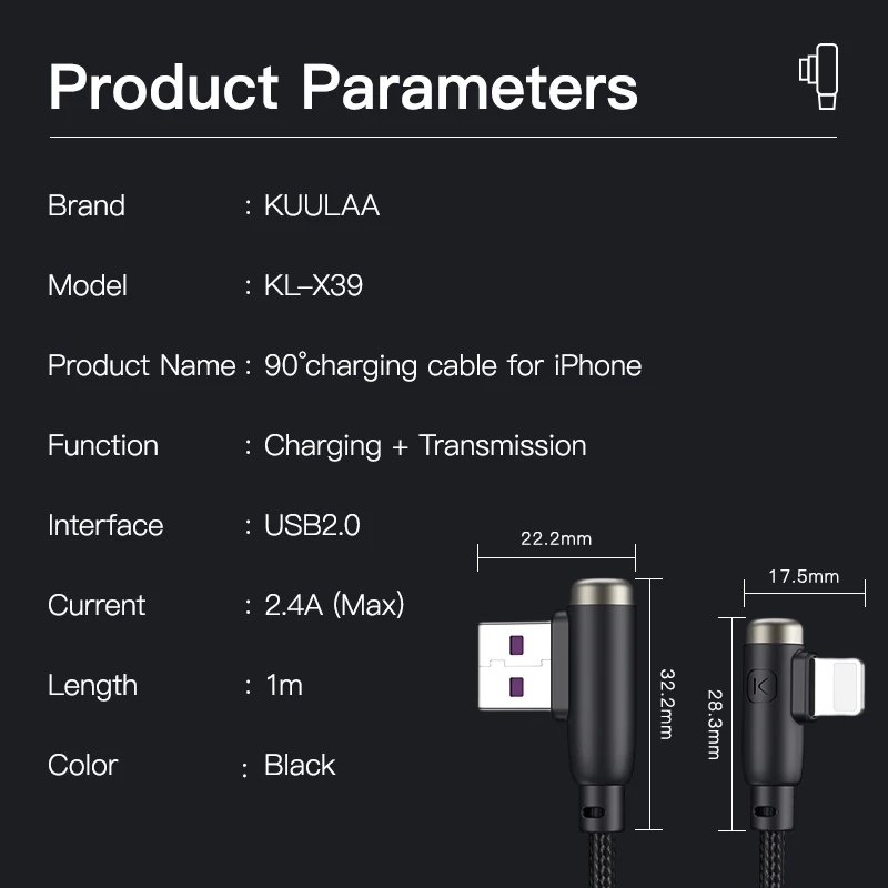 KUULAA USB Cable For iPhone 12 11 Pro Max 12 Mini X XR XS iPad USB Charger Cord 2.4A 90 ELbow Fast Charging Cable Data Wire
KUULAA USB Cable For iPhone 12 11 Pro Max 12 Mini X XR XS iPad USB Charger Cord 2.4A 90 ELbow Fast Charging Cable Data Wire