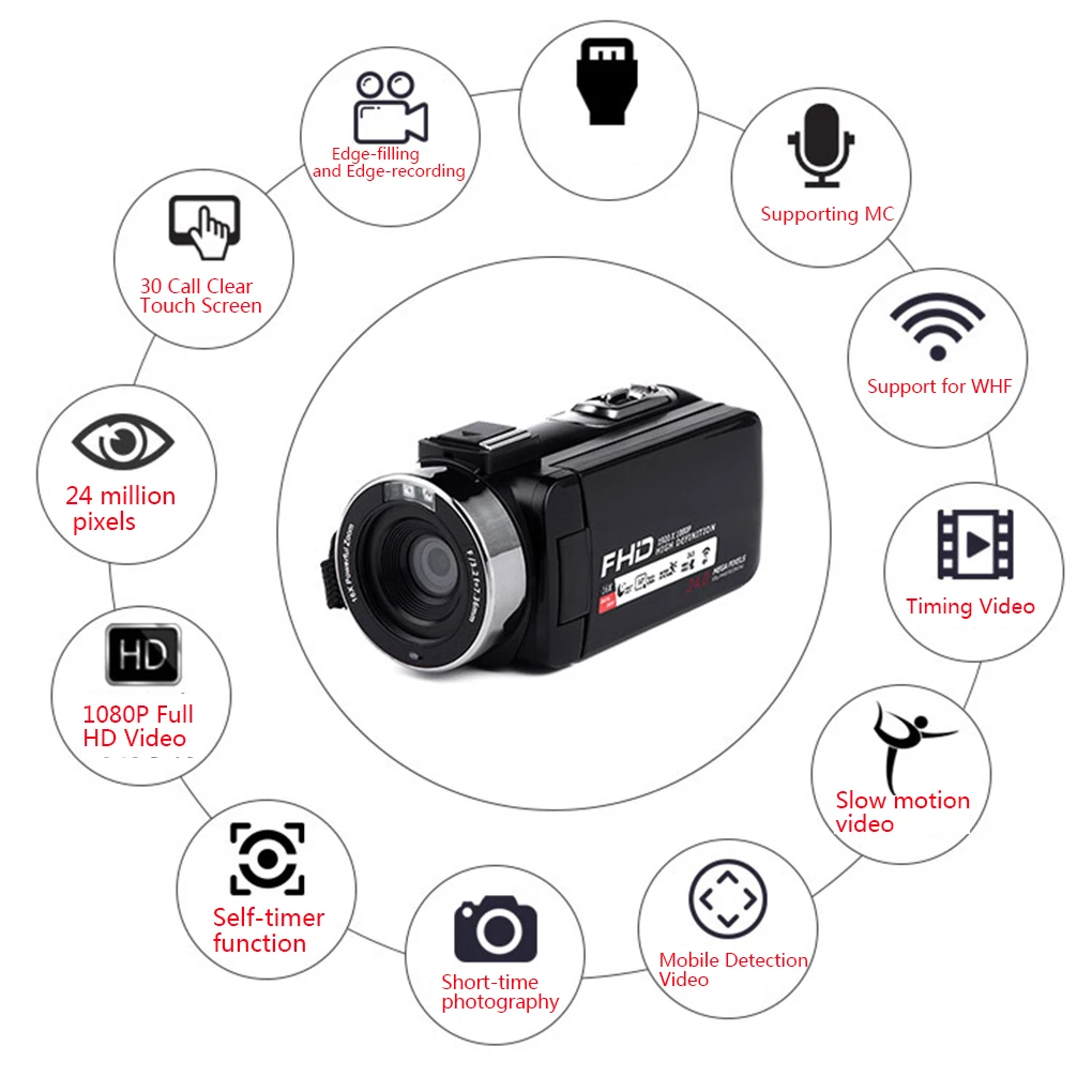 16X Digital Zoom Video Camera Camcorder 1080P HD WIFI Wide Angle Lens/Outer Microphones Remote Control
16X Digital Zoom Video Camera Camcorder 1080P HD WIFI Wide Angle Lens/Outer Microphones Remote Control