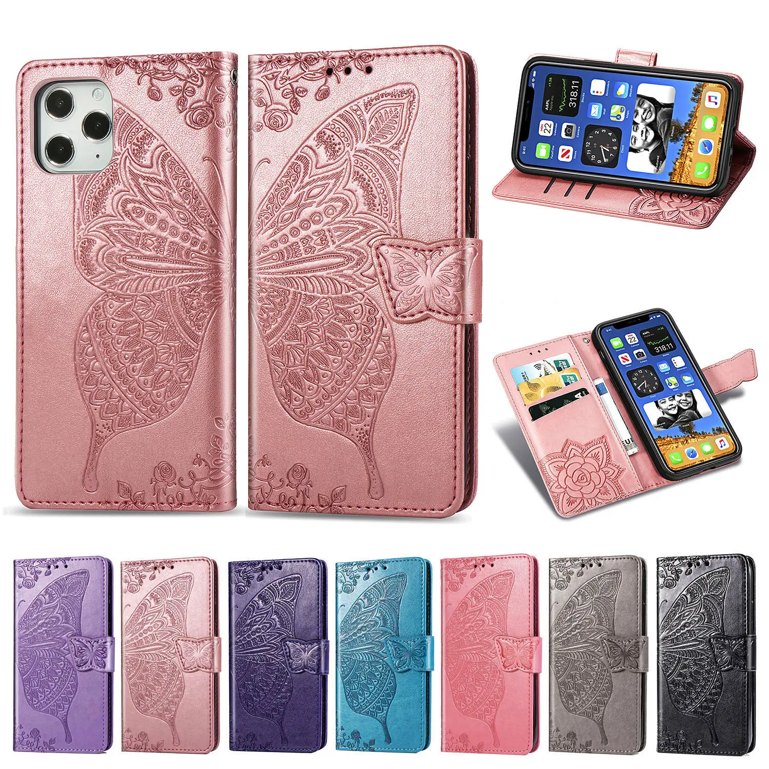 Butterfly Wallet Flip Stand Case For iPhone 12 Mini 11 Pro Max 10 XR X S XS Max 6 6S 7 8 Plus SE 2020 Leather Stand Cover Cases 
Butterfly Wallet Flip Stand Case For iPhone 12 Mini 11 Pro Max 10 XR X S XS Max 6 6S 7 8 Plus SE 2020 Leather Stand Cover Cases