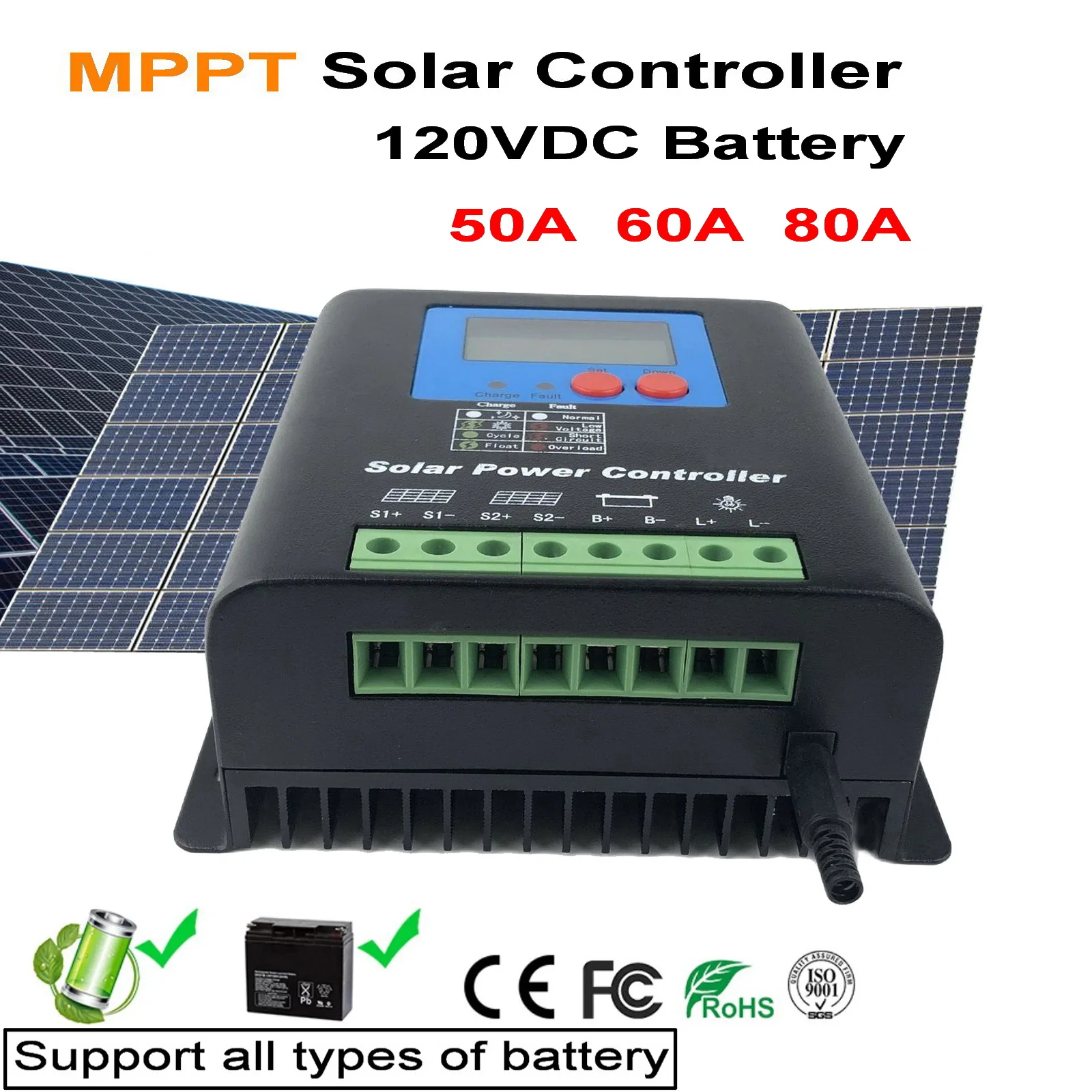 LCD Display 50A 120V MPPT solar power controller max 260V Solar Panel ,120V all type Battery Regulator Charge Controller
LCD Display 50A 120V MPPT solar power controller max 260V Solar Panel ,120V all type Battery Regulator Charge Controller