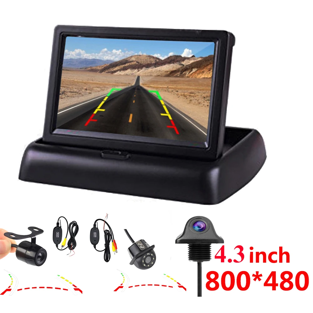 

Auto Parking Assistance New 4LED NIGHT Car CCD Rear View Camera With 4.3 inch Color LCD Car Video Foldable Monitor Camera