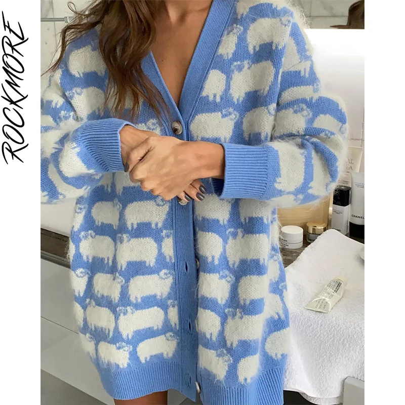 Rockmore Casual Loose Sweater Autumn Winter Knitted Baggy Long Cardigans Women Elegant Knitwear Chic Print Tops Female Korean
Rockmore Casual Loose Sweater Autumn Winter Knitted Baggy Long Cardigans Women Elegant Knitwear Chic Print Tops Female Korean