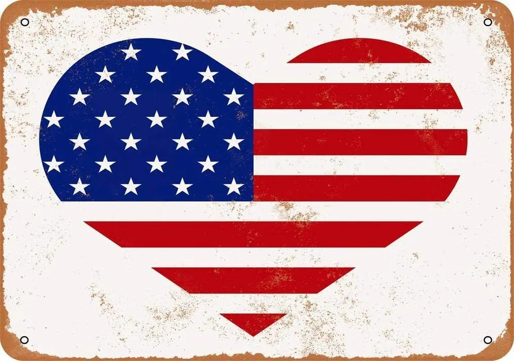 American Flag Heart Vintage Look Metal Sign 8x12 Inches Wall Decor Wall Sign 20x30 cm
American Flag Heart Vintage Look Metal Sign 8x12 Inches Wall Decor Wall Sign 20x30 cm