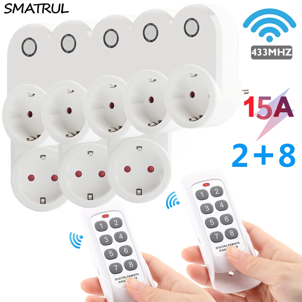 SMATRUL Wireless Remote Control Smart Socket 15A EU FR Universal Plug 433mhz Wall Programmable Electrical Outlet Switch 220v LED
SMATRUL Wireless Remote Control Smart Socket 15A EU FR Universal Plug 433mhz Wall Programmable Electrical Outlet Switch 220v LED