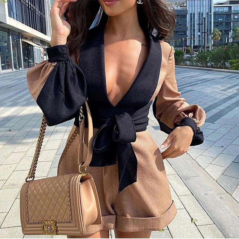 Two-color Stitching Fashion Women's Jumpsuit with Belt 2021 New V-neck Long-sleeved Rompers Office Ladies Bodycon Sexy Jumpsuit
Two-color Stitching Fashion Women's Jumpsuit with Belt 2021 New V-neck Long-sleeved Rompers Office Ladies Bodycon Sexy Jumpsuit