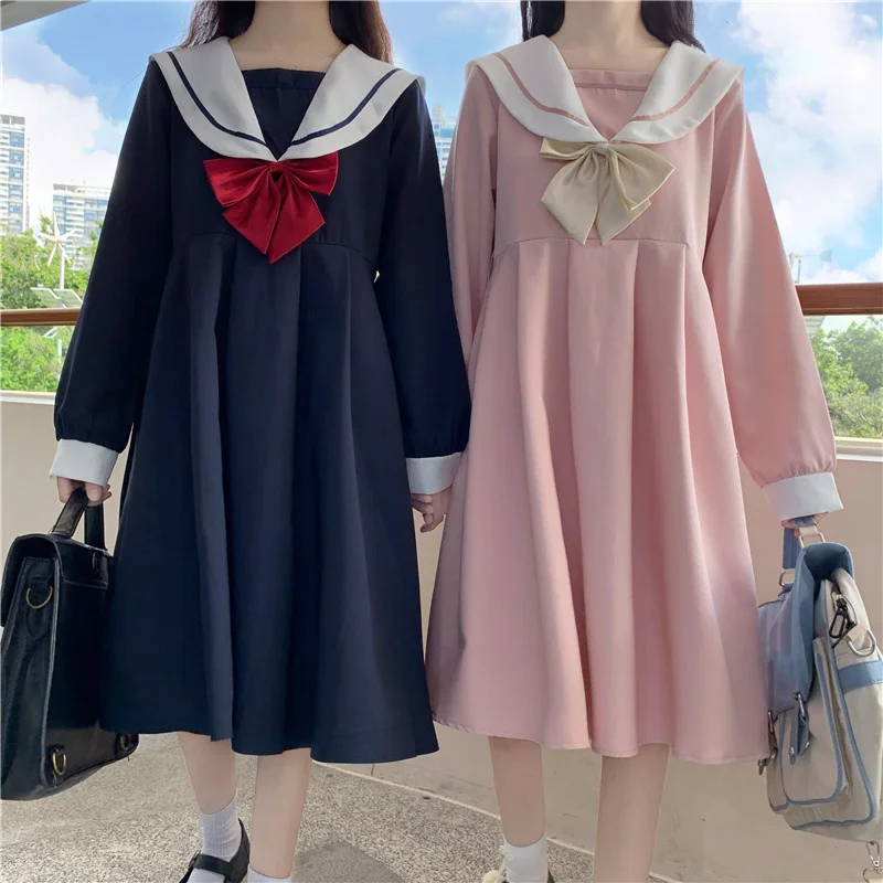 OLOMLB Japanese New Sweet Soft Girl Dress Cute Sailor Collar Red Bow Full Sleeve Dresses Vintage Mid-Length Long Sleeves Dress
OLOMLB Japanese New Sweet Soft Girl Dress Cute Sailor Collar Red Bow Full Sleeve Dresses Vintage Mid-Length Long Sleeves Dress