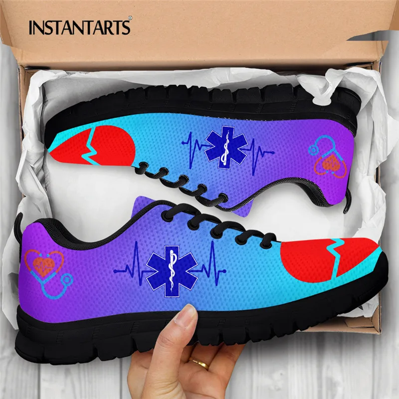 INSTANTARTS Women Fashion Gradient Paramedic Design Print Flat Shoes Breathable Mesh Sport Sneaker for Nurse Doctor Casual Work
INSTANTARTS Women Fashion Gradient Paramedic Design Print Flat Shoes Breathable Mesh Sport Sneaker for Nurse Doctor Casual Work