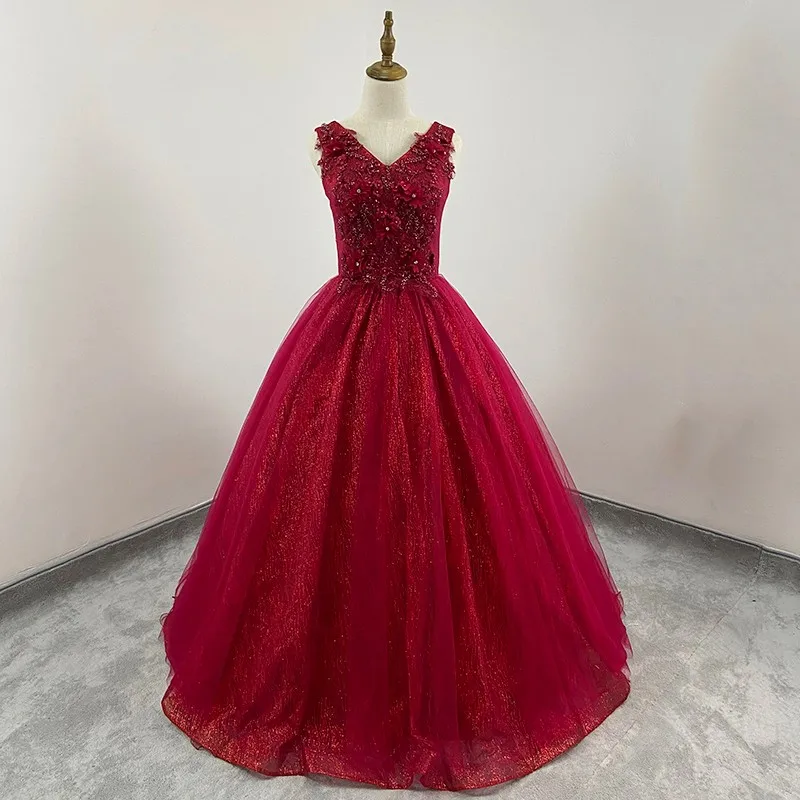Red Sleeveless Quinceanera Dresses Classic V-neck Party Dress Shiny Prom Ball Gown 100% Real Luxury Vestidos
Red Sleeveless Quinceanera Dresses Classic V-neck Party Dress Shiny Prom Ball Gown 100% Real Luxury Vestidos