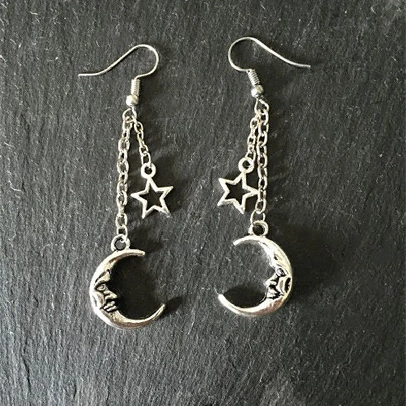 Moon earrings - Crescent Moon - Stars - Hippies - Wicca 
Moon earrings - Crescent Moon - Stars - Hippies - Wicca