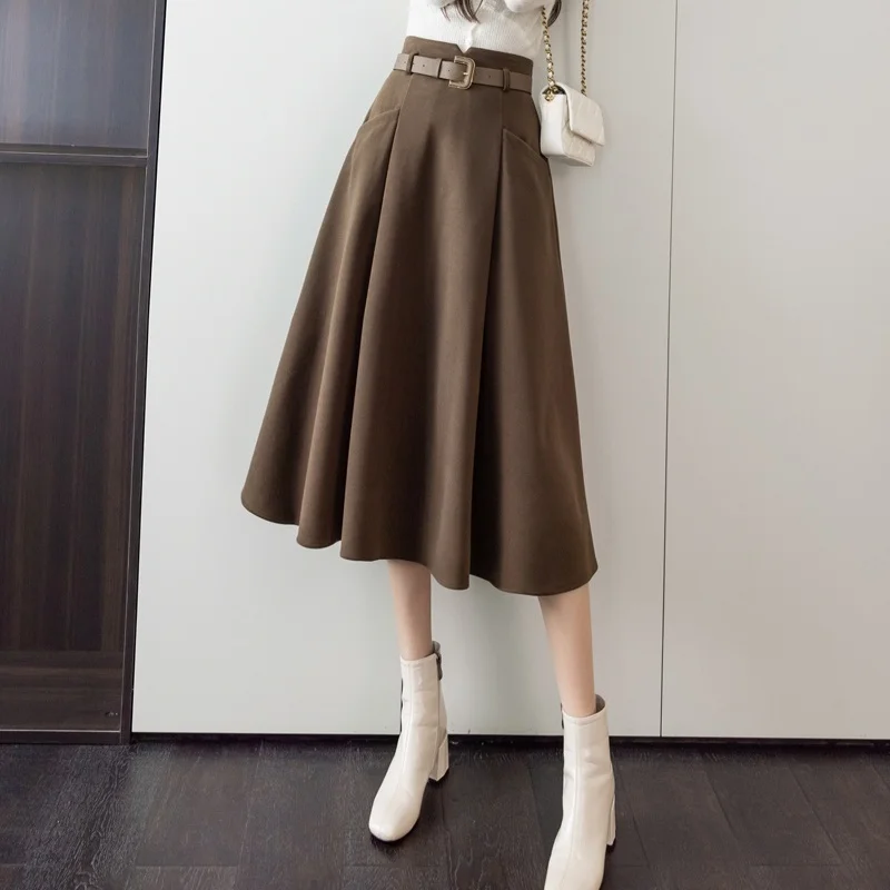 Office Lady Elegant High Waist A-line Long Skirt Women Autumn Winter Woolen Skirts Female Fashion Pocket Wool Umbrella Skirt
Office Lady Elegant High Waist A-line Long Skirt Women Autumn Winter Woolen Skirts Female Fashion Pocket Wool Umbrella Skirt