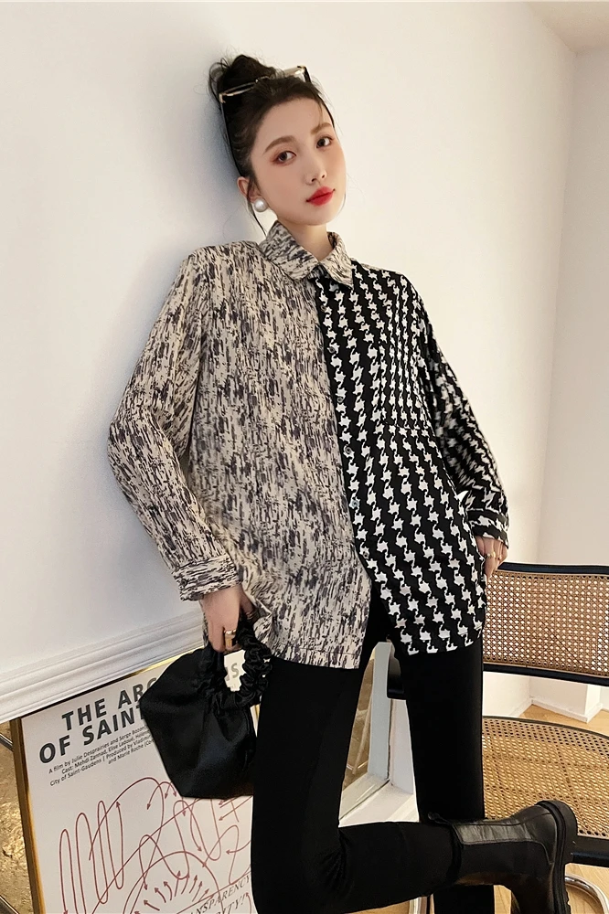 Women Fashion Splice Plaid Shirt Spring Autumn 2021 Female Vintage Streetwear Harajuku Loose Casual Button Blouse Tops
Women Fashion Splice Plaid Shirt Spring Autumn 2021 Female Vintage Streetwear Harajuku Loose Casual Button Blouse Tops