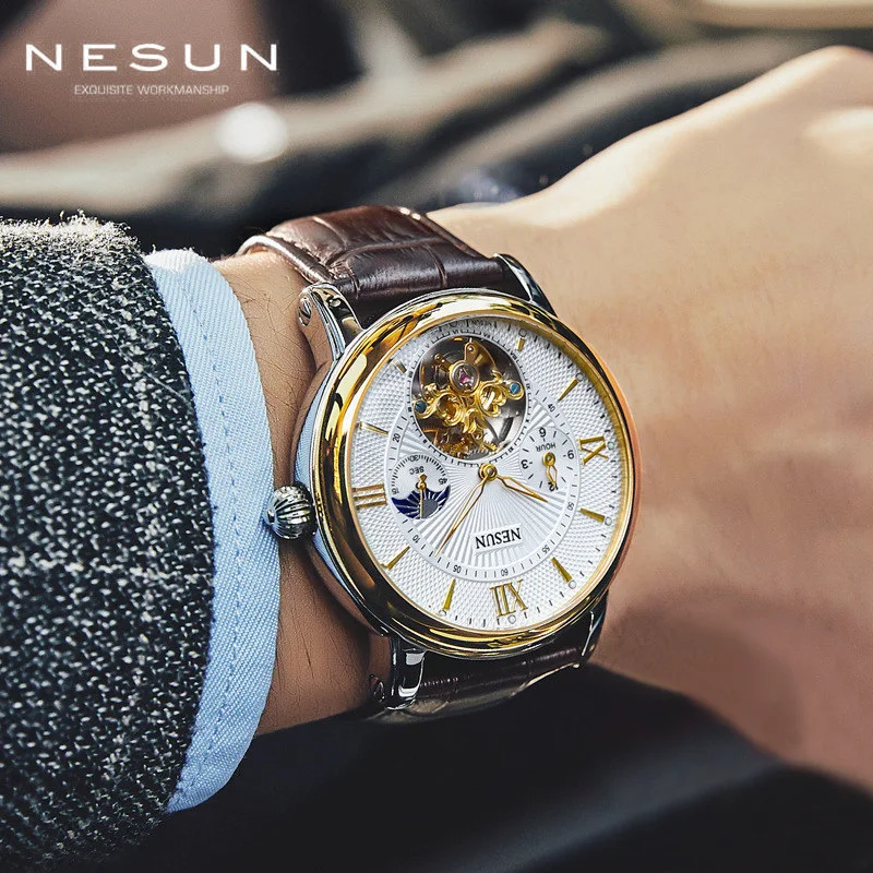 Top Brand Nesun 9091 Men Tourbillon Watch Automatic Mechanical Fashion Sports Leather Wristwatch Switzerland Relogio Masculino
Top Brand Nesun 9091 Men Tourbillon Watch Automatic Mechanical Fashion Sports Leather Wristwatch Switzerland Relogio Masculino