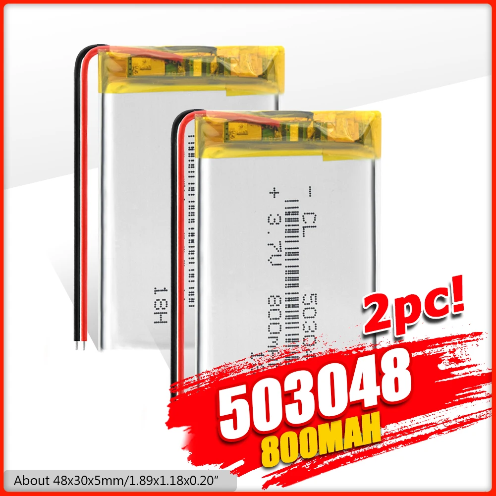 YCDC 3.7V 503048 800mAh Li-Po Rechargeable Batteries For GPS PDA Camera PSP Toys Remote Lithium Polymer Battery Replacement
YCDC 3.7V 503048 800mAh Li-Po Rechargeable Batteries For GPS PDA Camera PSP Toys Remote Lithium Polymer Battery Replacement