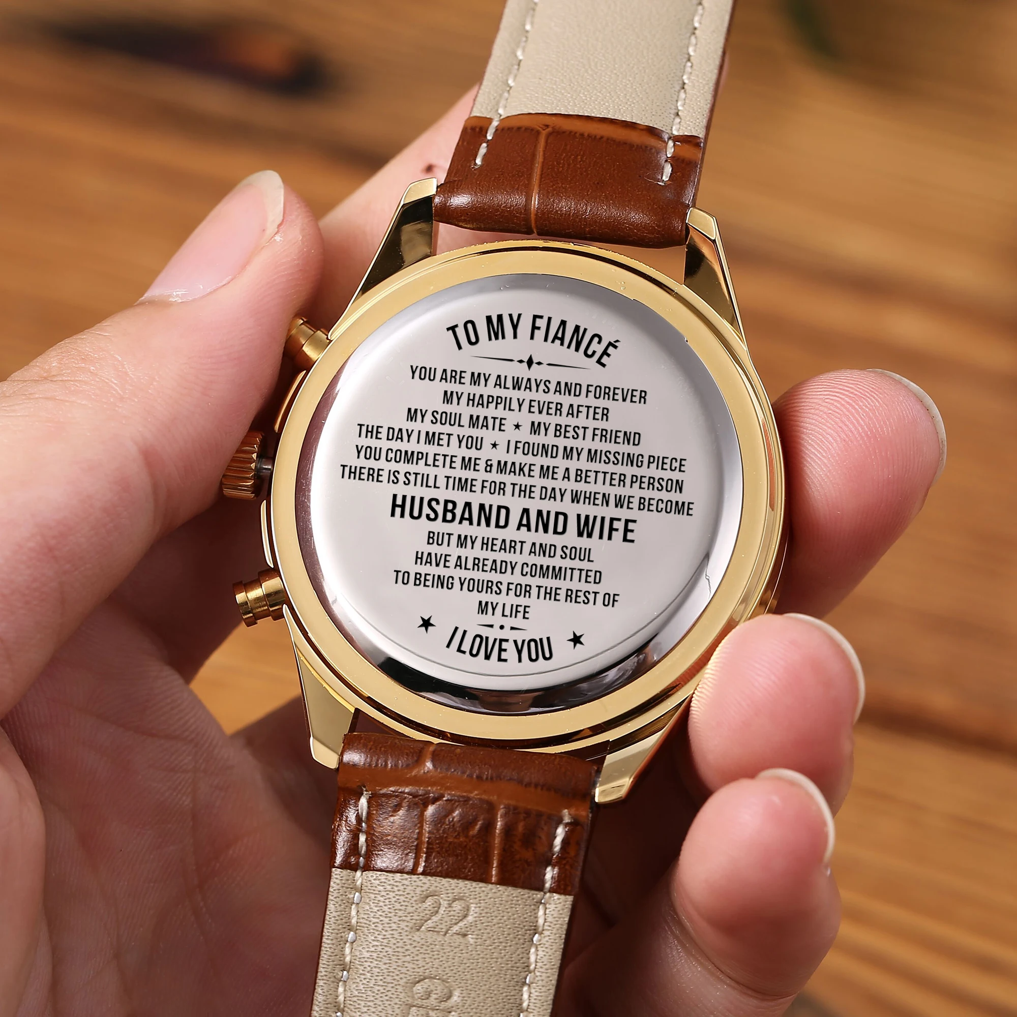 To My Fiance Leather Strap Automatic Quartz stainless Steel Engraved Watches Luxury Fashion Men Watches Analog 24-hours
To My Fiance Leather Strap Automatic Quartz stainless Steel Engraved Watches Luxury Fashion Men Watches Analog 24-hours