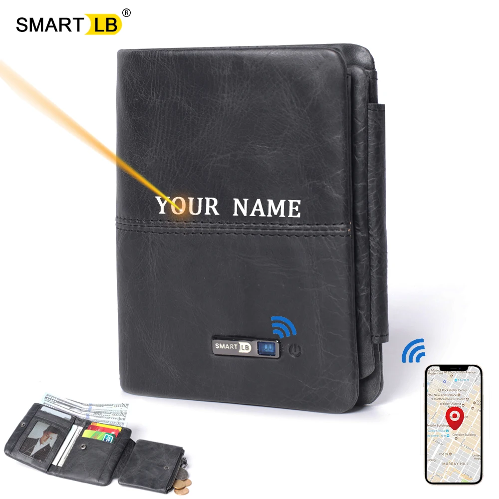Smart Anti-lost Wallets Bluetooth-compatible Tracker GPS Position Record Bifold Cowhide Leather Men Coin Purse | Багаж и сумки