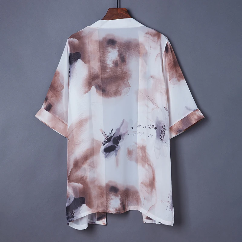 #5017 Chiffon Kimono Jacket Men Black White Vintage Floral Print Cardigan Coat Short Sleeve Thin Loose Retro Kimono Plus Size
#5017 Chiffon Kimono Jacket Men Black White Vintage Floral Print Cardigan Coat Short Sleeve Thin Loose Retro Kimono Plus Size