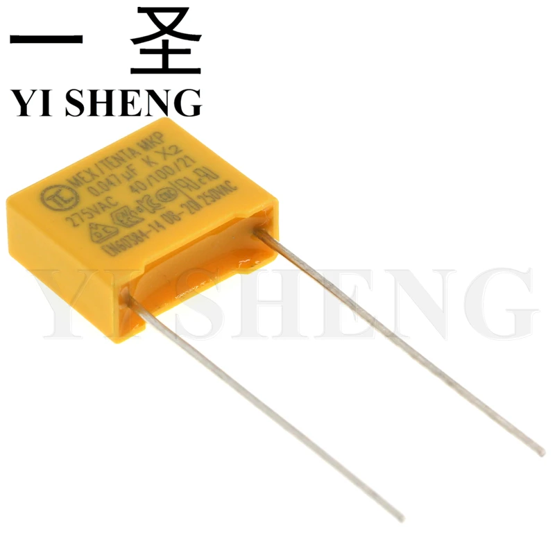 10pcs 47nF capacitor X2 capacitor 275VAC Pitch 10mm X2 275V Polypropylene film capacitor 0.047UF 473K 
10pcs 47nF capacitor X2 capacitor 275VAC Pitch 10mm X2 275V Polypropylene film capacitor 0.047UF 473K