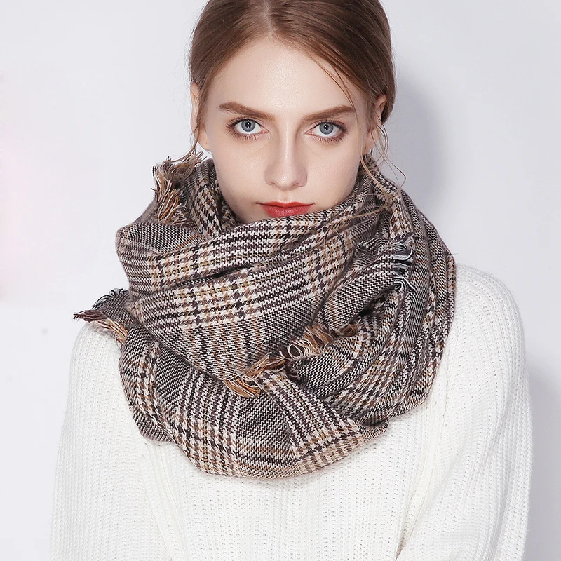

Дизайнерские женские зимние теплые края должны быть Роскошные брендовые кашемировые шарфы-платки шарф в клетку для женщин и девушек, платк...