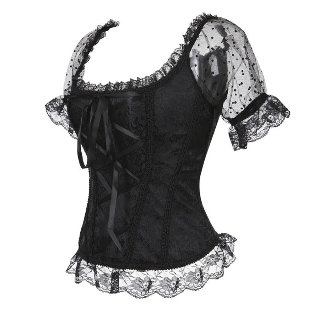 Plus Size Women Gothic Lolita Blouse Short Sleeve Lace Up Corset Steampunk Renaissance Victorian Medieval Women Vintage Shirts
Plus Size Women Gothic Lolita Blouse Short Sleeve Lace Up Corset Steampunk Renaissance Victorian Medieval Women Vintage Shirts