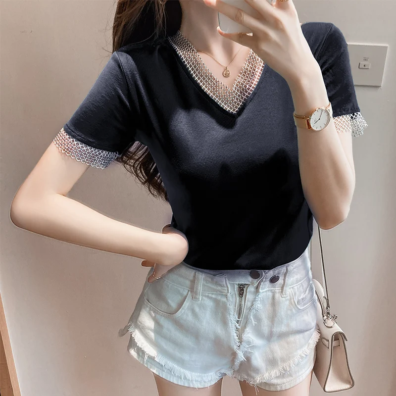 Real shot 2021 summer new bottoming shirt short v-neck Korean fashion women's clothing
Real shot 2021 summer new bottoming shirt short v-neck Korean fashion women's clothing