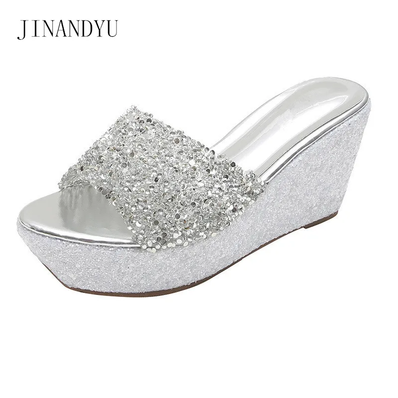 Bling Bling Wedges Shoes for Women Gold Silver High Heel Sandals Crystal Gold Sliver Platforms Party Shoes Woman Summer Slippers
Bling Bling Wedges Shoes for Women Gold Silver High Heel Sandals Crystal Gold Sliver Platforms Party Shoes Woman Summer Slippers
