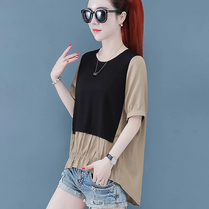 Women Spring Summer Style Chiffon Blouses Shirts Lady Casual Short Sleeve Patchwork Plaid Printed Loose Blusas Tops DF3707
Women Spring Summer Style Chiffon Blouses Shirts Lady Casual Short Sleeve Patchwork Plaid Printed Loose Blusas Tops DF3707