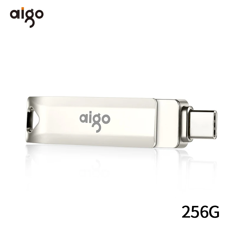 Высокоскоростной флеш накопитель Aigo usb 3 1 256 ГБ металлический OTG вращающийся на 360