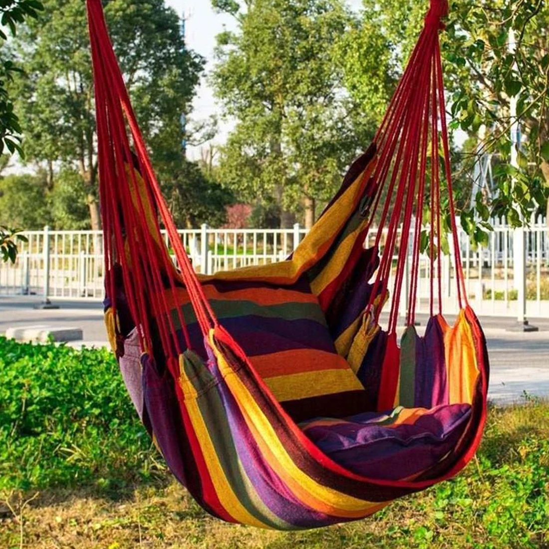 Portable Hammock Chair Hanging Rope Chair Swing Chair Seat with 2 Pillows for Garden Indoor Outdoor Fashionable Hammock Swings
Portable Hammock Chair Hanging Rope Chair Swing Chair Seat with 2 Pillows for Garden Indoor Outdoor Fashionable Hammock Swings
