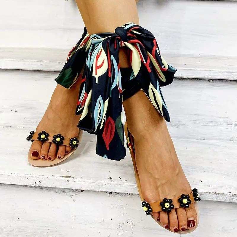 Summer Ethnic Flower Silk Strap Women Sandals Flat Heel Open Toe Cross Tied Casual Outdoor Beach Vacation Shoes Ladies Female
Summer Ethnic Flower Silk Strap Women Sandals Flat Heel Open Toe Cross Tied Casual Outdoor Beach Vacation Shoes Ladies Female