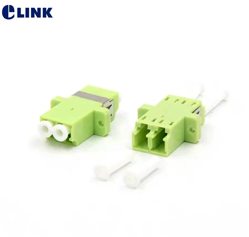 

50pcs LC UPC duplex OM5 fiber optic adapter Lime Green LC ftth coupler DX optical fibre flange free shipping IL<0.2dB