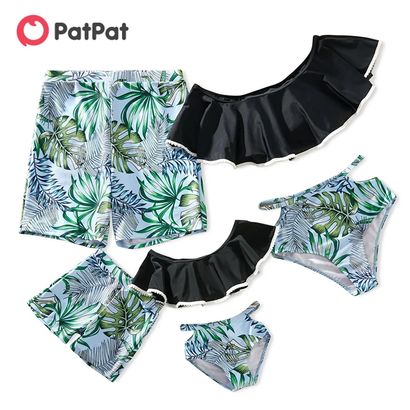 PatPat 2021 New Summer Family Look Ruffle Off-shoulder Solid Top and Leaf Print Shorts Matching Swimsuits
PatPat 2021 New Summer Family Look Ruffle Off-shoulder Solid Top and Leaf Print Shorts Matching Swimsuits