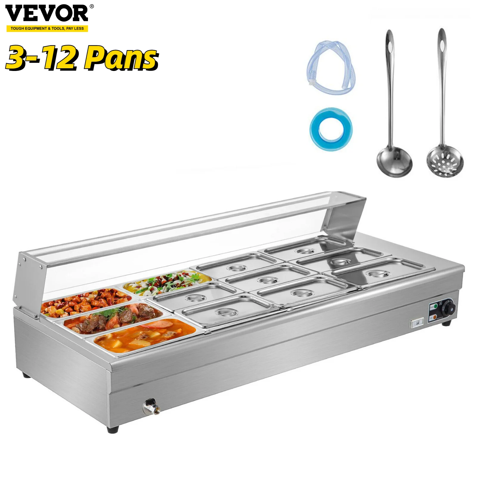 VEVOR подогреватель пищи для буфета из нержавеющей стали 3-12 кастрюль со стеклянным экраном Коммерческая столешница водяная пароварка
VEVOR подогреватель пищи для буфета из нержавеющей стали 3-12 кастрюль со стеклянным экраном Коммерческая столешница водяная пароварка