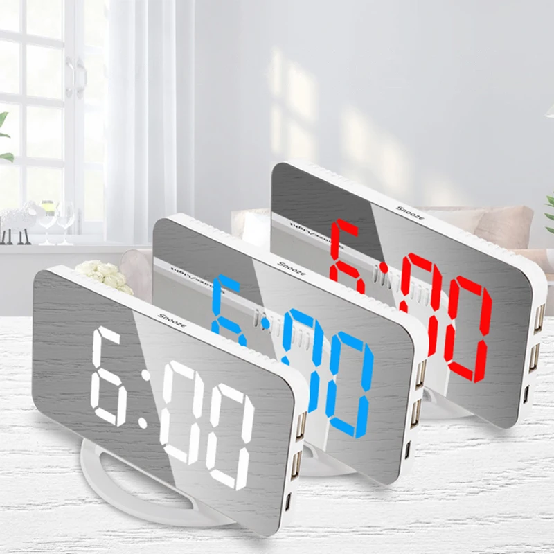 Digital Alarm Clock LED Screen Mirror Snooze Table Clock Wake Up Light Electronic Large Time Temperature Display Home Decoration
Digital Alarm Clock LED Screen Mirror Snooze Table Clock Wake Up Light Electronic Large Time Temperature Display Home Decoration