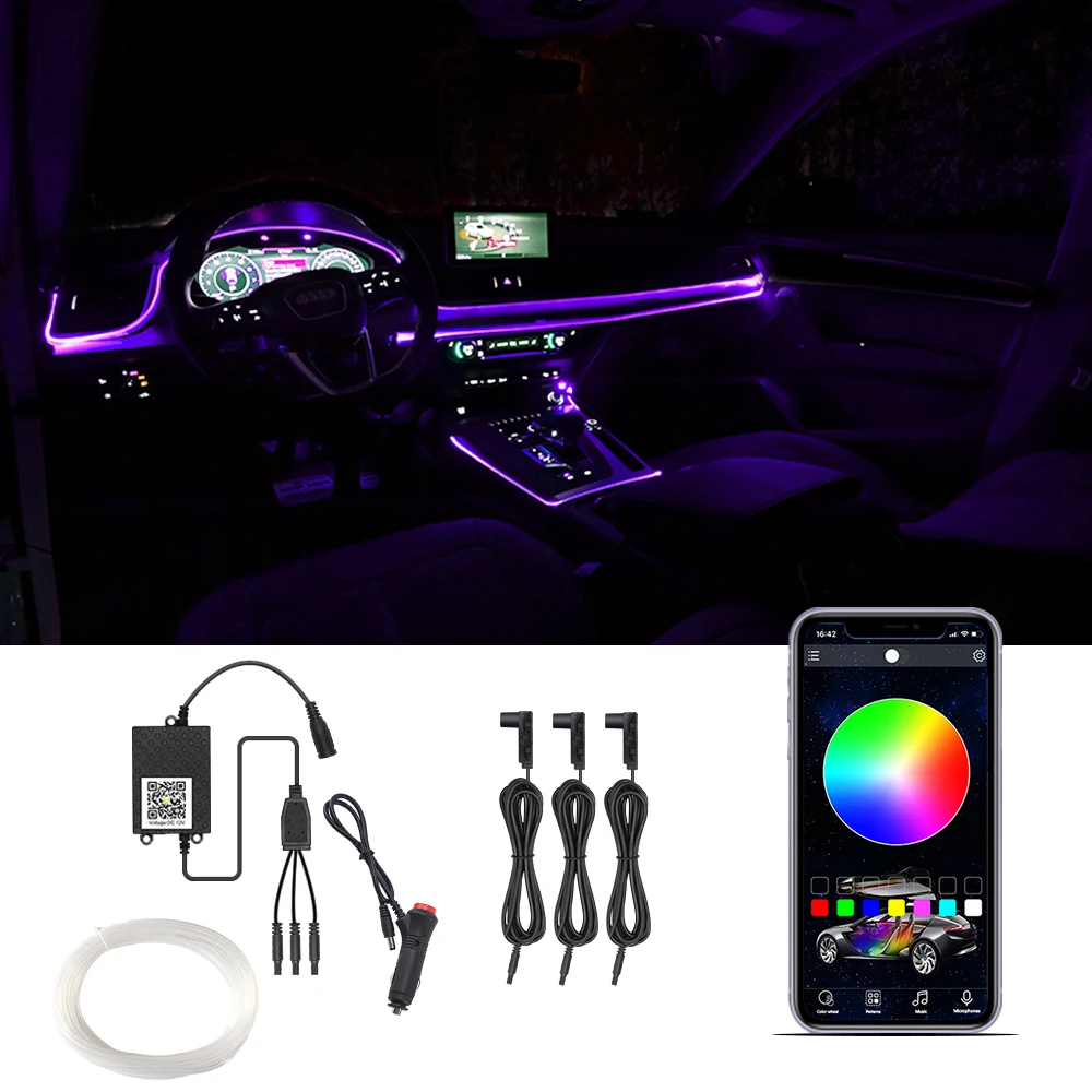Auto Backlights Car Neon Lamp Interior Lighting Ambient Lights RGB Atmosphere Lamp Optical Fiber for Cars APP Control Led Strips
Auto Backlights Car Neon Lamp Interior Lighting Ambient Lights RGB Atmosphere Lamp Optical Fiber for Cars APP Control Led Strips