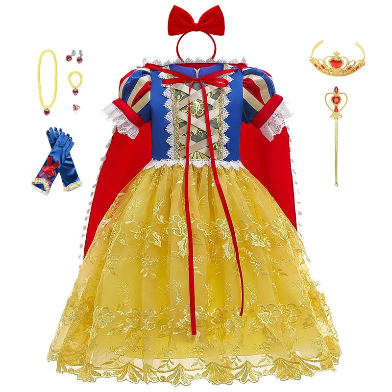 Princess Snow White Dress up for Girls Kids Puff Sleeve Costumes with Long Cloak Girls Elegent Christmas Birthday Party Dresses
Princess Snow White Dress up for Girls Kids Puff Sleeve Costumes with Long Cloak Girls Elegent Christmas Birthday Party Dresses
