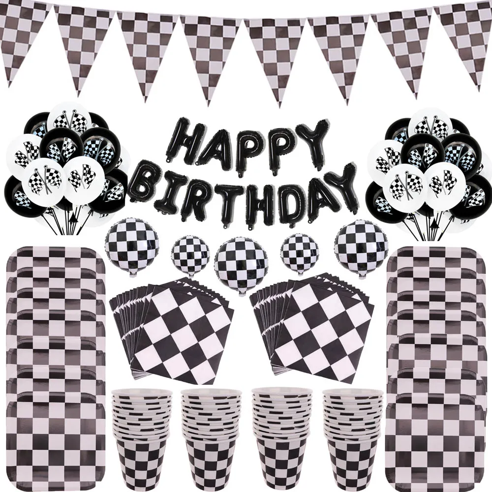 Black White Racing Car Party Deco Servies Chess Disposable tableware Set Checkered Flag Party Supplies Baby Shower Deco for Kids
Black White Racing Car Party Deco Servies Chess Disposable tableware Set Checkered Flag Party Supplies Baby Shower Deco for Kids