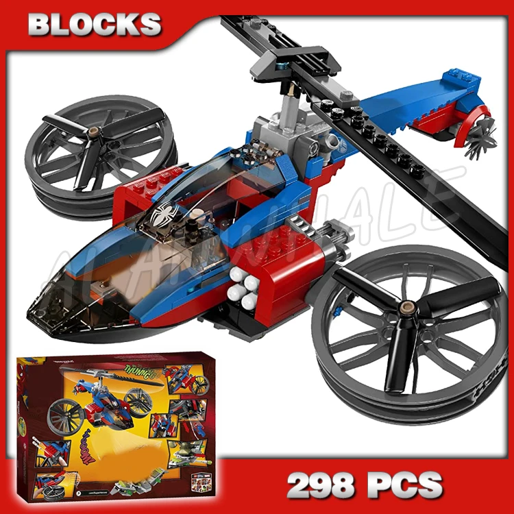 298pcs Revengers Super Fighters Spider Helicopter Rescue Green Goblin Glider 10240 Building Blocks Toys Compatible With Model
298pcs Revengers Super Fighters Spider Helicopter Rescue Green Goblin Glider 10240 Building Blocks Toys Compatible With Model