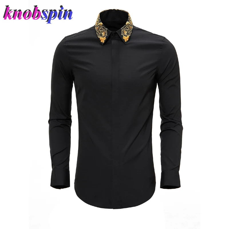 Gold Flower Embroidery Shirt men Solid color Slim Business male Dress Shirts Long sleeve Brand Quality men's Camisas shirts
Gold Flower Embroidery Shirt men Solid color Slim Business male Dress Shirts Long sleeve Brand Quality men's Camisas shirts