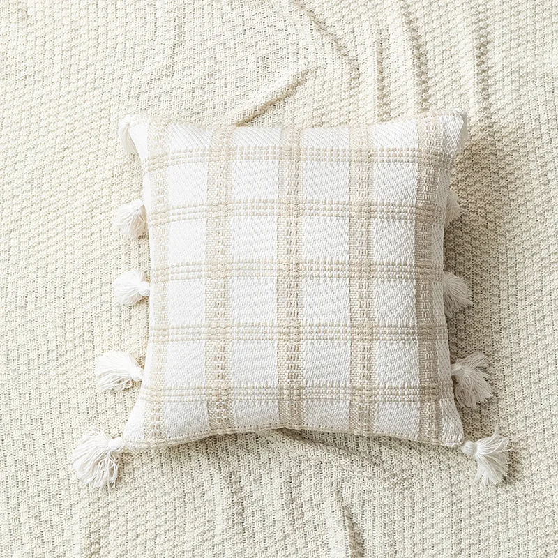 Black White Beige Lattice Sofa Cushion Cover 45x45cm Geometric Tassels Pillow Cover Sofa Bed Home Decoration PillowCase Sham 
Black White Beige Lattice Sofa Cushion Cover 45x45cm Geometric Tassels Pillow Cover Sofa Bed Home Decoration PillowCase Sham