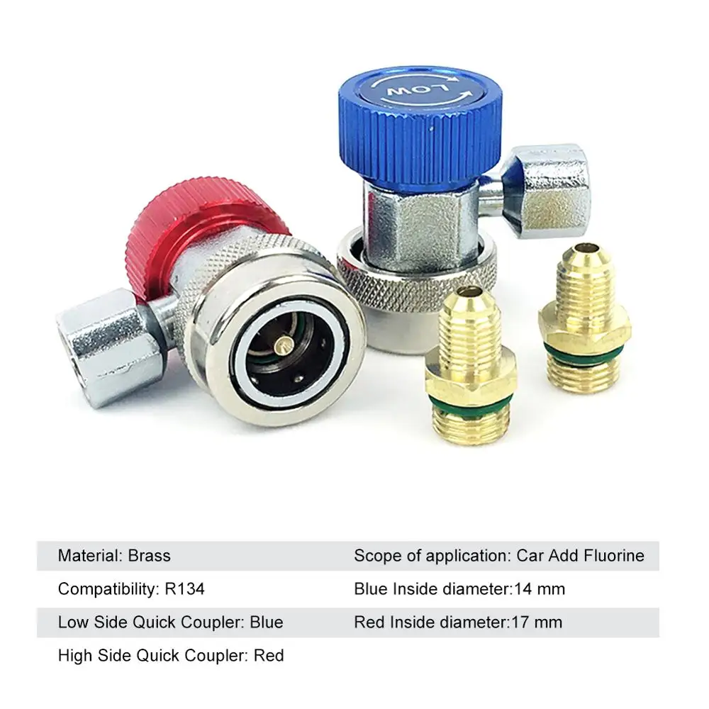 R134A Air Conditioning High Low Quick Coupler Connector Adapters for A/C Manifold Manifold Gauge Adapter
R134A Air Conditioning High Low Quick Coupler Connector Adapters for A/C Manifold Manifold Gauge Adapter